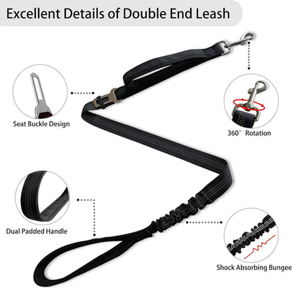 Adjustable 360° Tangle-Free Double Dog Leash for Small, Medium, and Large Dogs - Ideal for Walking and Training (Black)