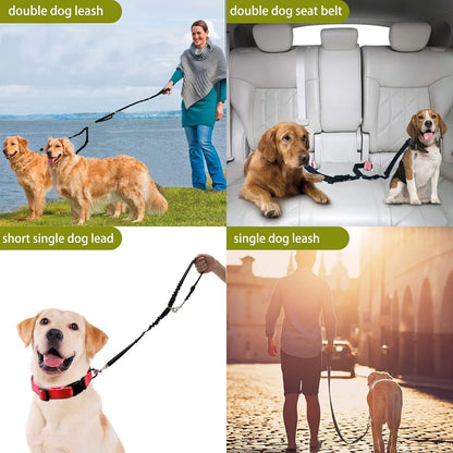 Adjustable 360° Tangle-Free Double Dog Leash for Small, Medium, and Large Dogs - Ideal for Walking and Training (Black)
