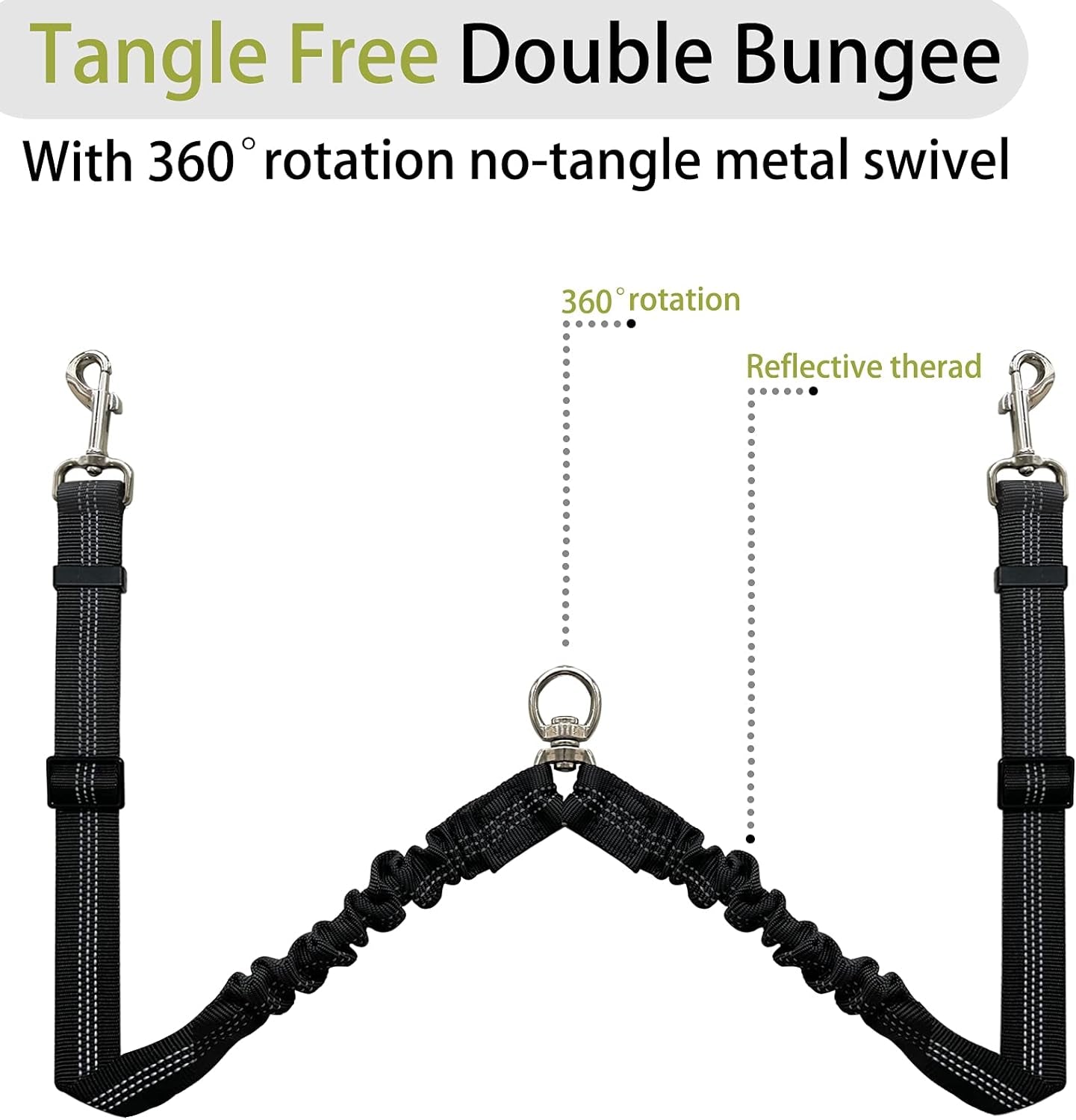 Adjustable 360° Tangle-Free Double Dog Leash for Small, Medium, and Large Dogs - Ideal for Walking and Training (Black)